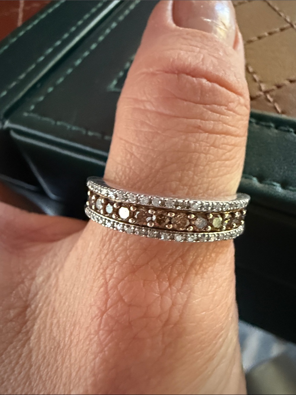 Champagne & White Diamond-Accent Pavé Band Mens or Women’s Ring Sz10 - Picture 17 of 17
